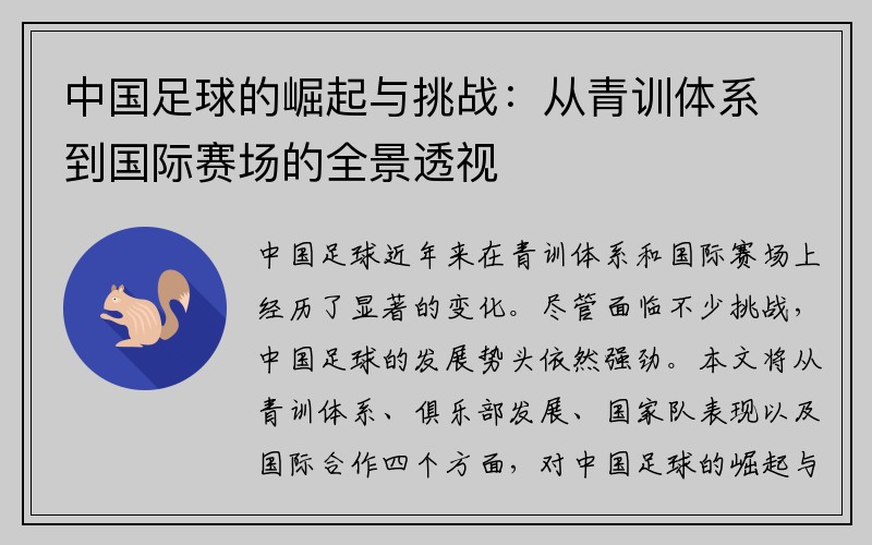 中国足球的崛起与挑战：从青训体系到国际赛场的全景透视